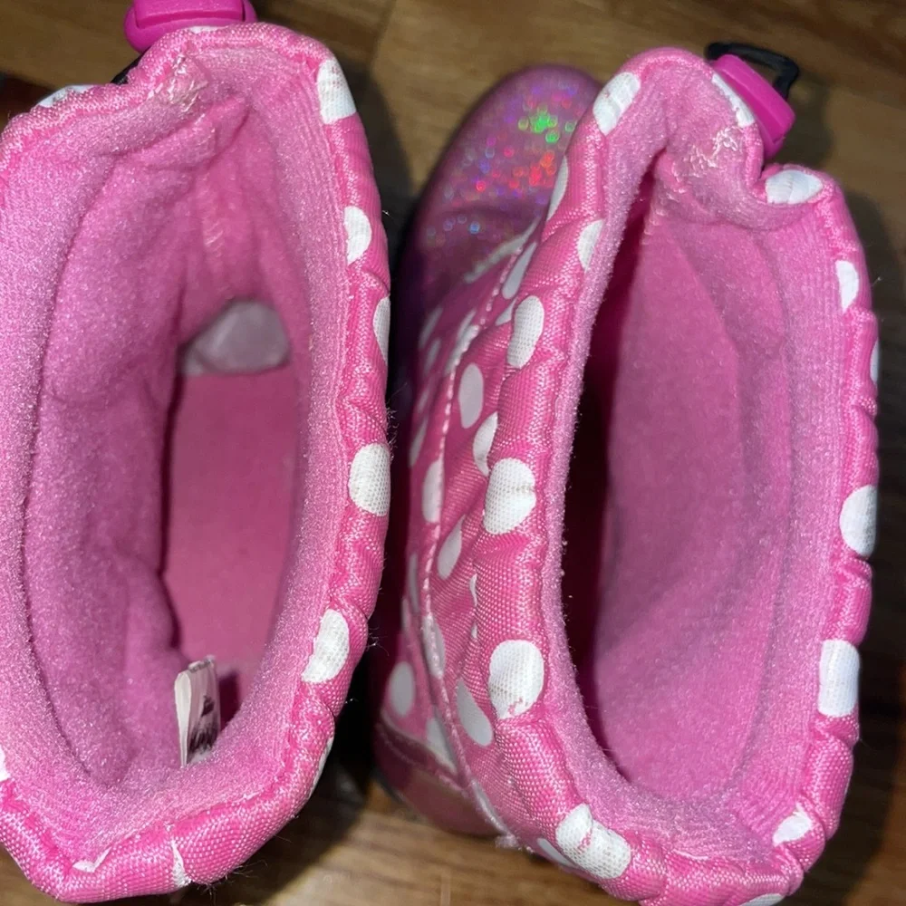 MINNIE MOUSE Pull Pink Glitter Polka Dot Boots Toddler 11